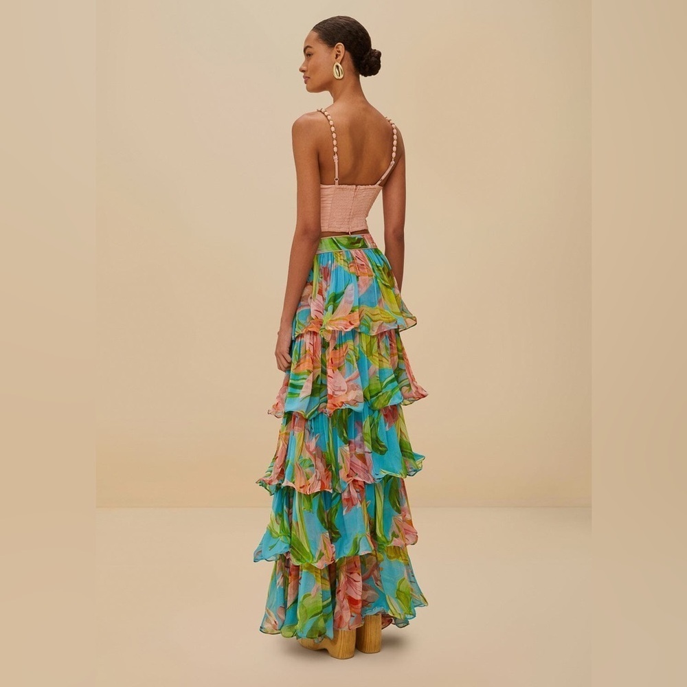 Farm Rio: Blue Lily Bloom Maxi Skirt